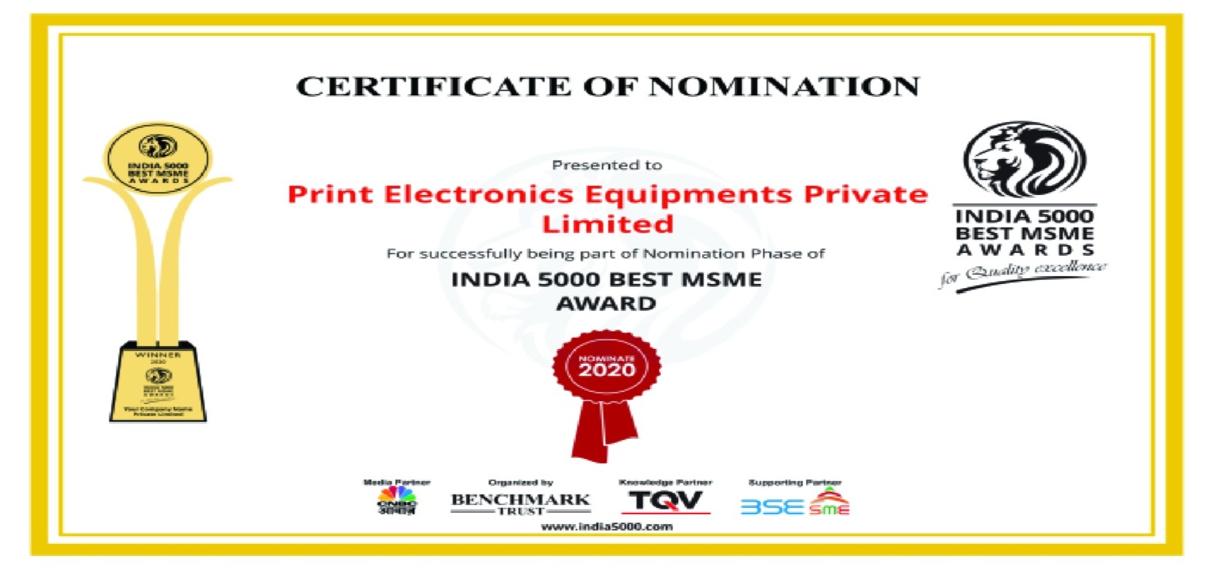 Print Electronics certificate